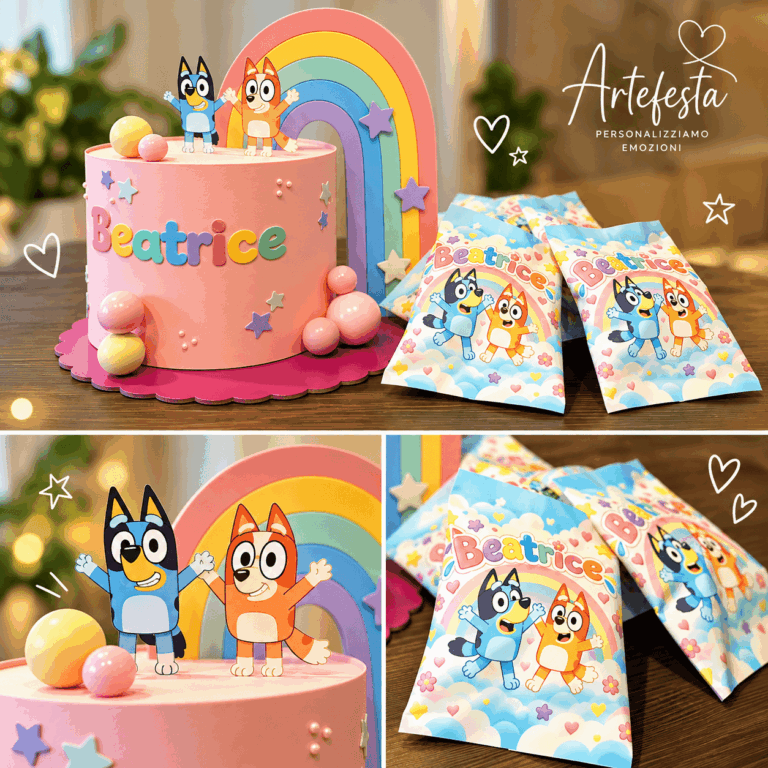 Coordinato Compleanno Bluey e Bingo – Torta Scenografica e Bustine Sorpresa - Artefesta